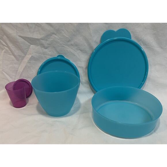 Tupperware Bowls With Lids Set New Midget Refrigerator Big Wonder Purple Blue - Picture 4 of 5